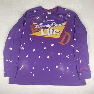 Disney All about the Disney Parks Graphic Shirt Womens XL Purple Long Sleeve